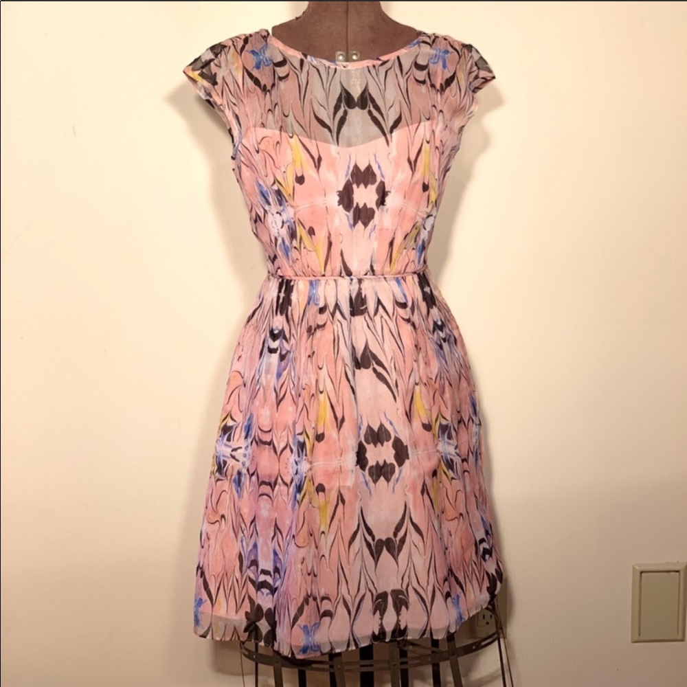 NWT J.Crew pink marble print silk dress sz 0